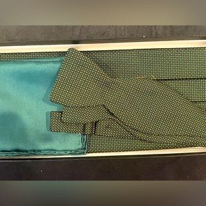 Vintage R. Hanauer silk cummerbund, bow tie and pocket square set.